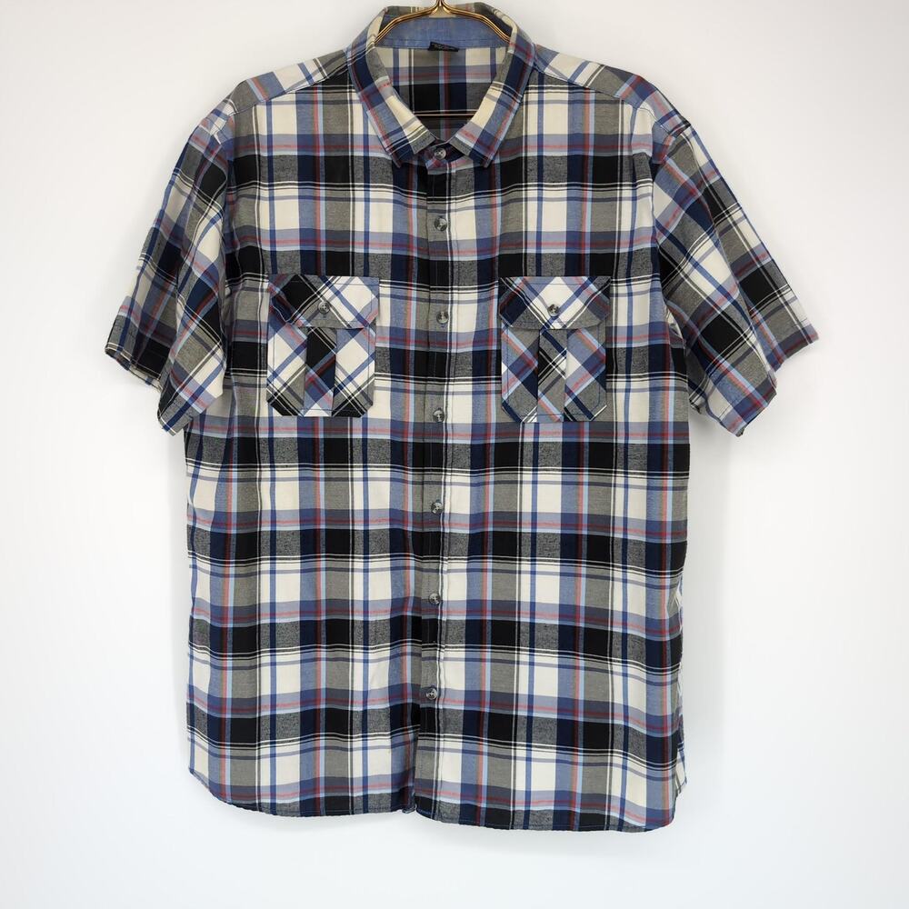 Vese Mens Checkered Plaid Button Down Casual Short Sleeve Shirt - Size XL - GUC